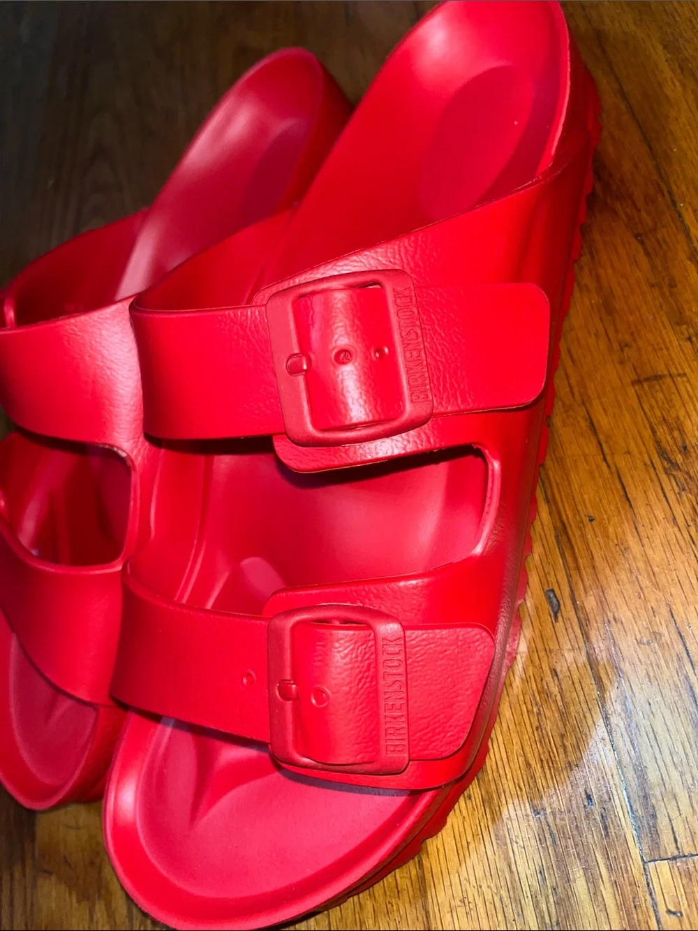 NWOT Birkenstock Men’s Red Two-Strap EVA Sandals Size 12